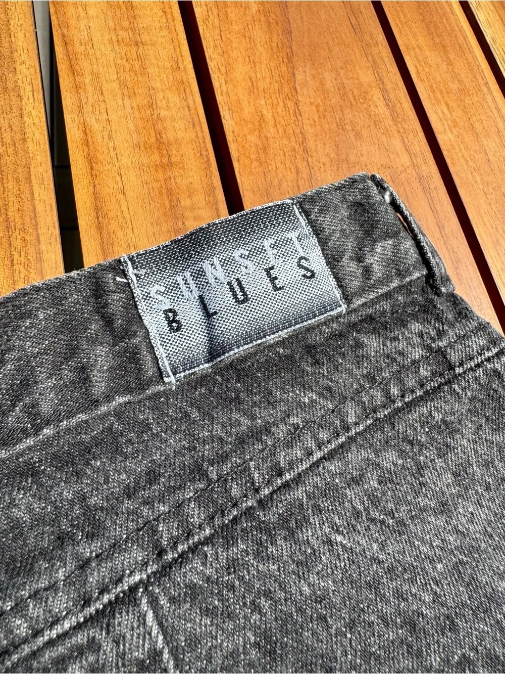 Vintage Women’s Black Washed Denim Pants - Casual Button-Cuff Tapered Fit